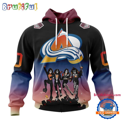 NHL Colorado Avalanche X KISS Band Special Hockey Team Music Design Unisex Hoodie