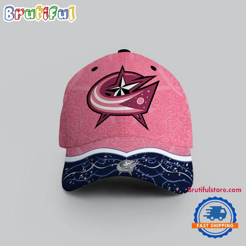 NHL Columbus Blue Jackets Hockey Fights Against Cancer Design Cap