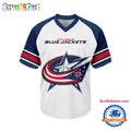 NHL Columbus Blue Jackets Hockey Team Design V-neck Mesh Short Sleeve Jersey