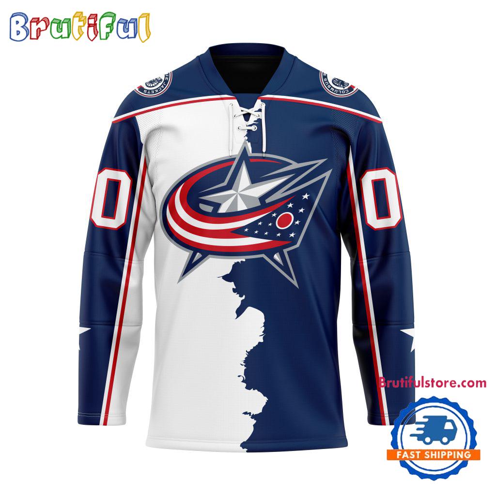 NHL Columbus Blue Jackets Home Mix Away New Design Hockey Jersey