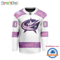 NHL Columbus Blue Jackets Personalized Hockey Fights Cancer Design Jersey