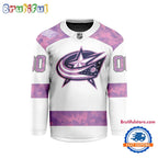 NHL Columbus Blue Jackets Personalized Hockey Fights Cancer Design Jersey