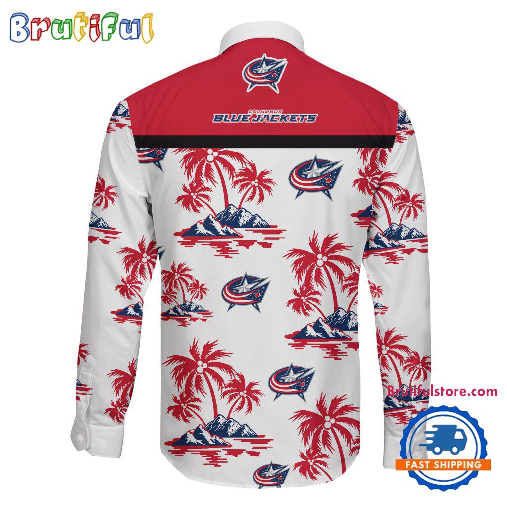 NHL Columbus Blue Jackets Special Hockey Long Sleeve Hawaiian Design Button Shirt