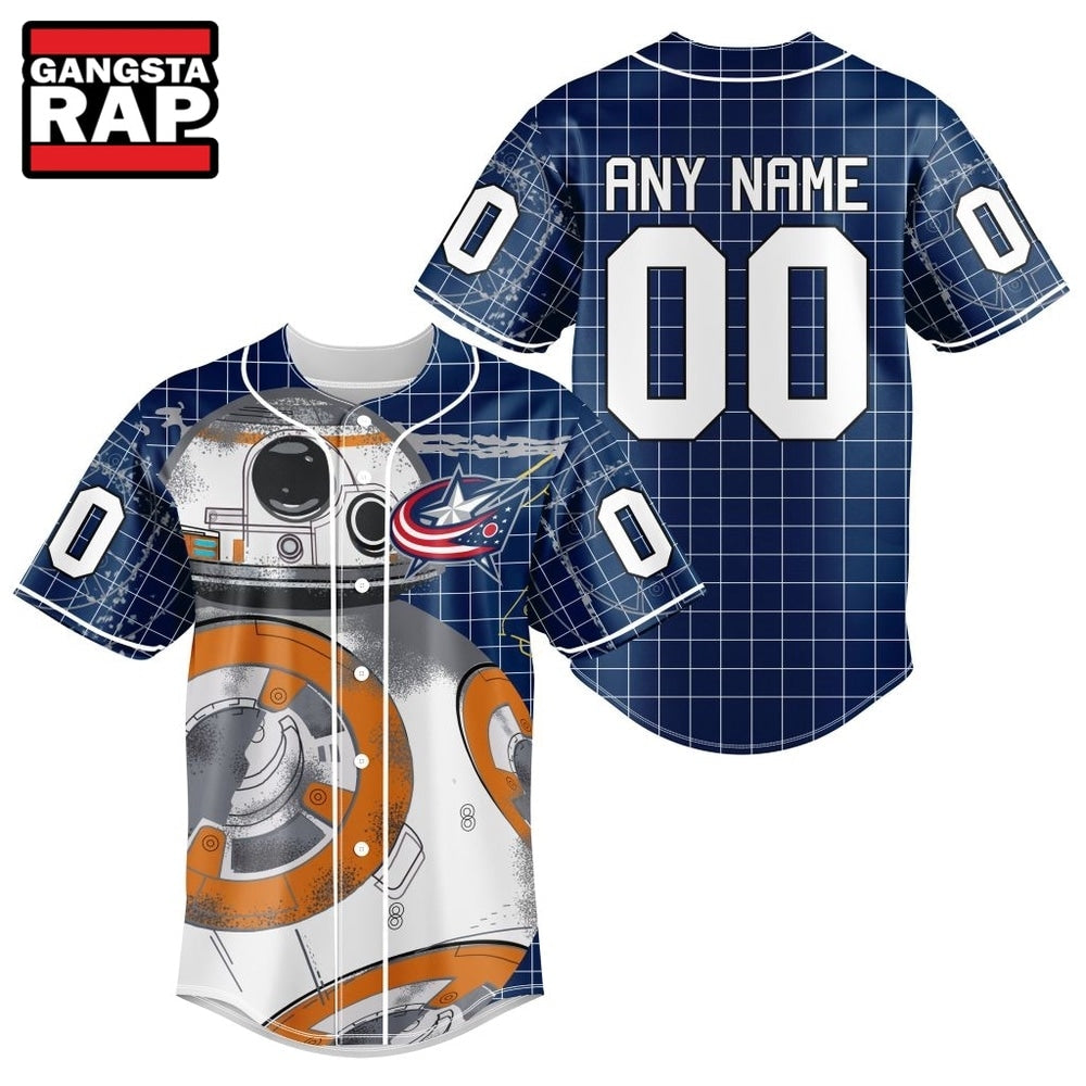 NHL Columbus Blue Jackets x BB 8 D Star War Baseball Jersey