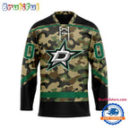 NHL Dallas Stars Camo Veterans Custom Hockey Jersey