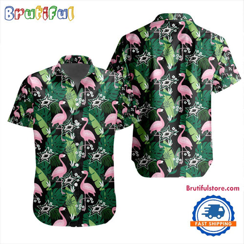 NHL Dallas Stars Special Flamingo Hawaiian Design Button Shirt