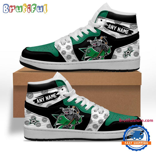 NHL Dallas Stars Team Mascot Design Air Jordan 1 Hightop Shoes