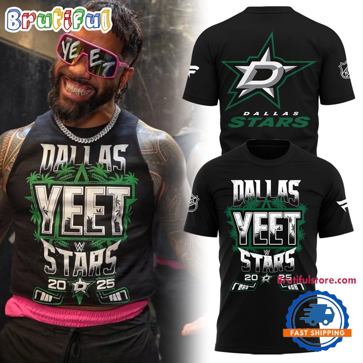 NHL Dallas Stars x YEET Black TShirt