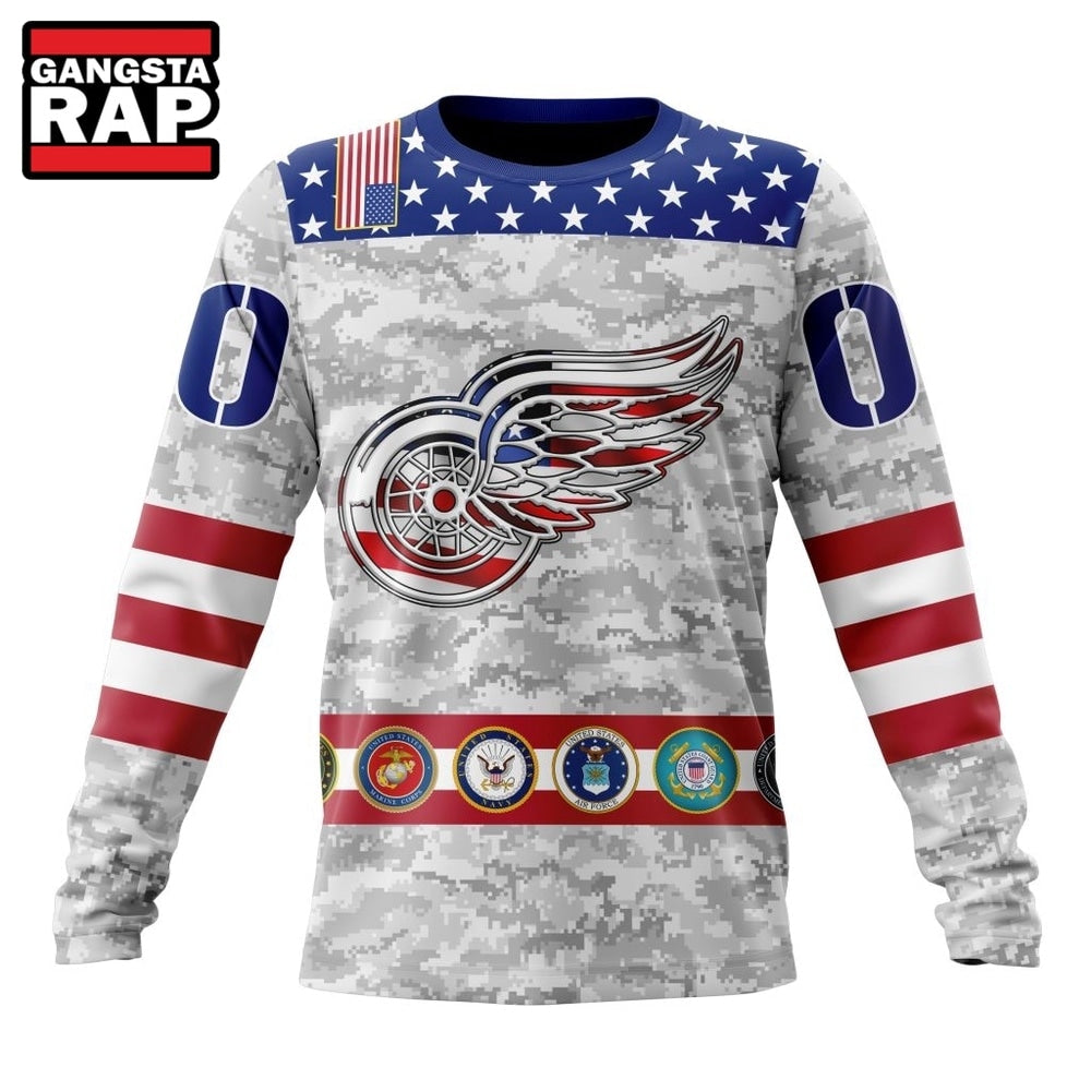 NHL Detroit Red Wings Armed Forces Appreciation Design Hoodie, T Shirt