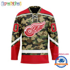 NHL Detroit Red Wings Camo Veterans Custom Hockey Jersey