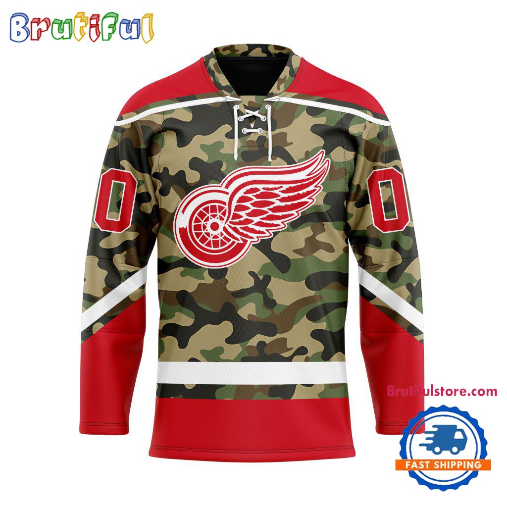NHL Detroit Red Wings Camo Veterans Custom Hockey Jersey