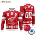 NHL Detroit Red Wings Hockey Snow Christmas Ugly Sweater