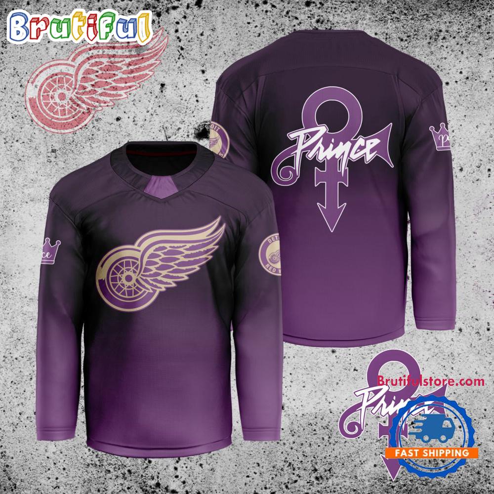 NHL Detroit Red Wings Personalized Prince Night Hockey Jersey