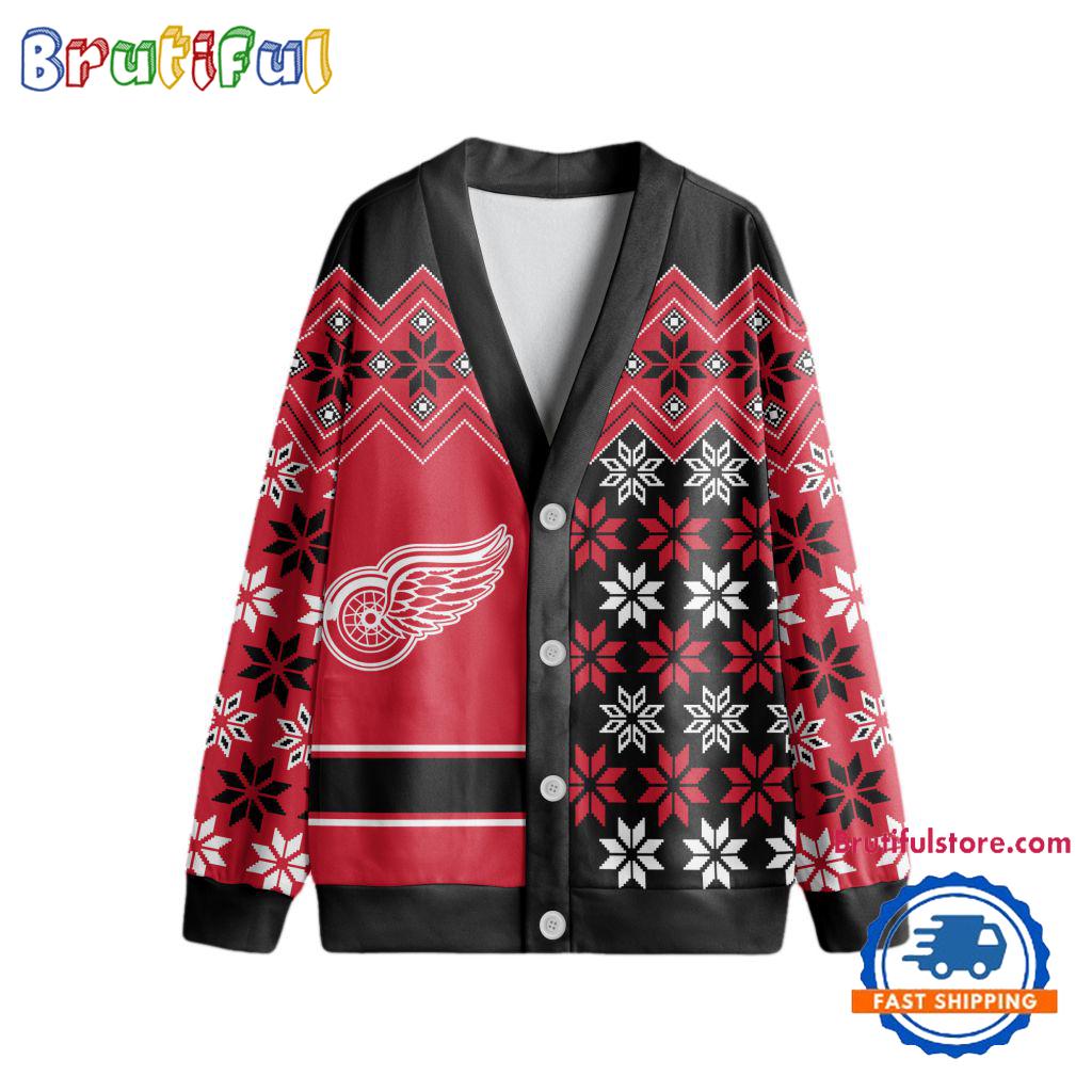 NHL Detroit Red Wings Spcial Ugly Christmas Hockey Design Cardigan, Hockey Fans Cardigan Shirt