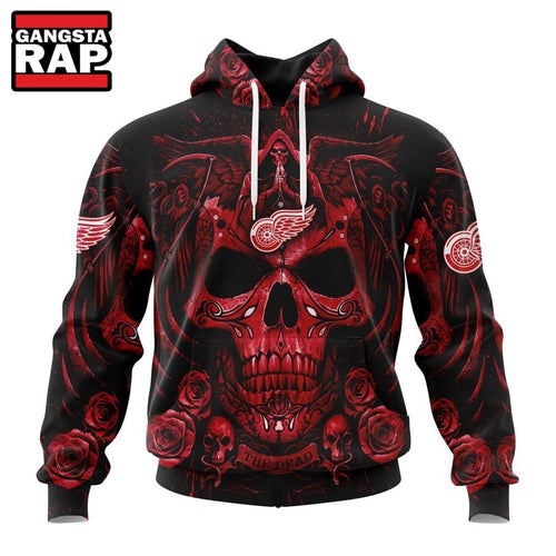 NHL Detroit Red Wings Special Design Halloween With Skull Art Hoodie, T Shirt