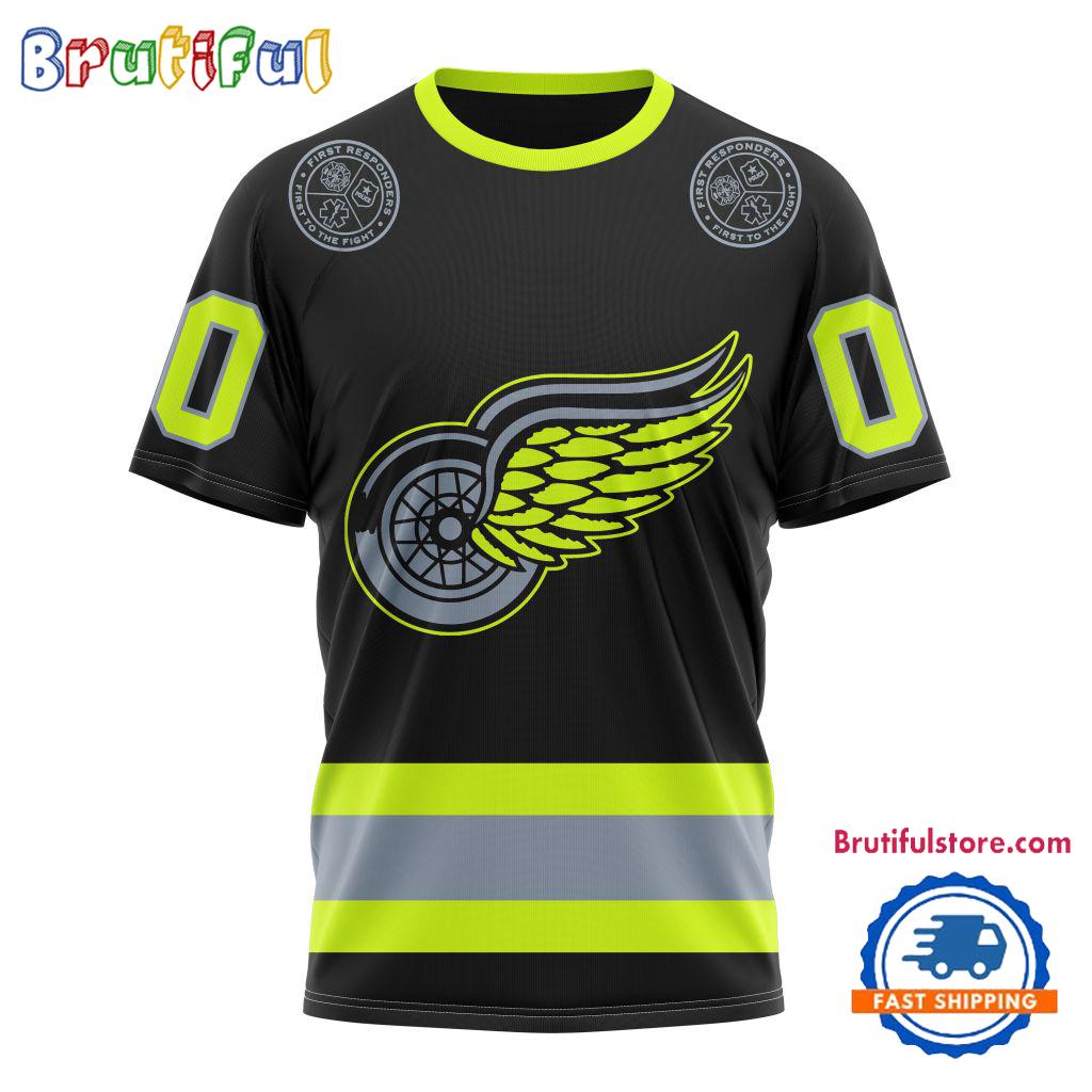 NHL Detroit Red Wings Specialized FireFighter Uniforms Color Design T Shirt