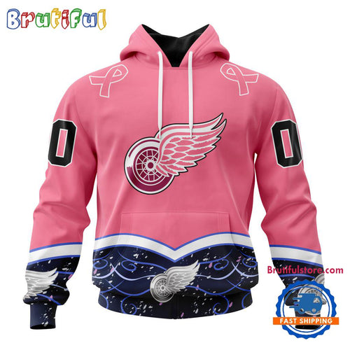 NHL Detroit Red Wings Specialized Hockey Fights Cancer Hoodie