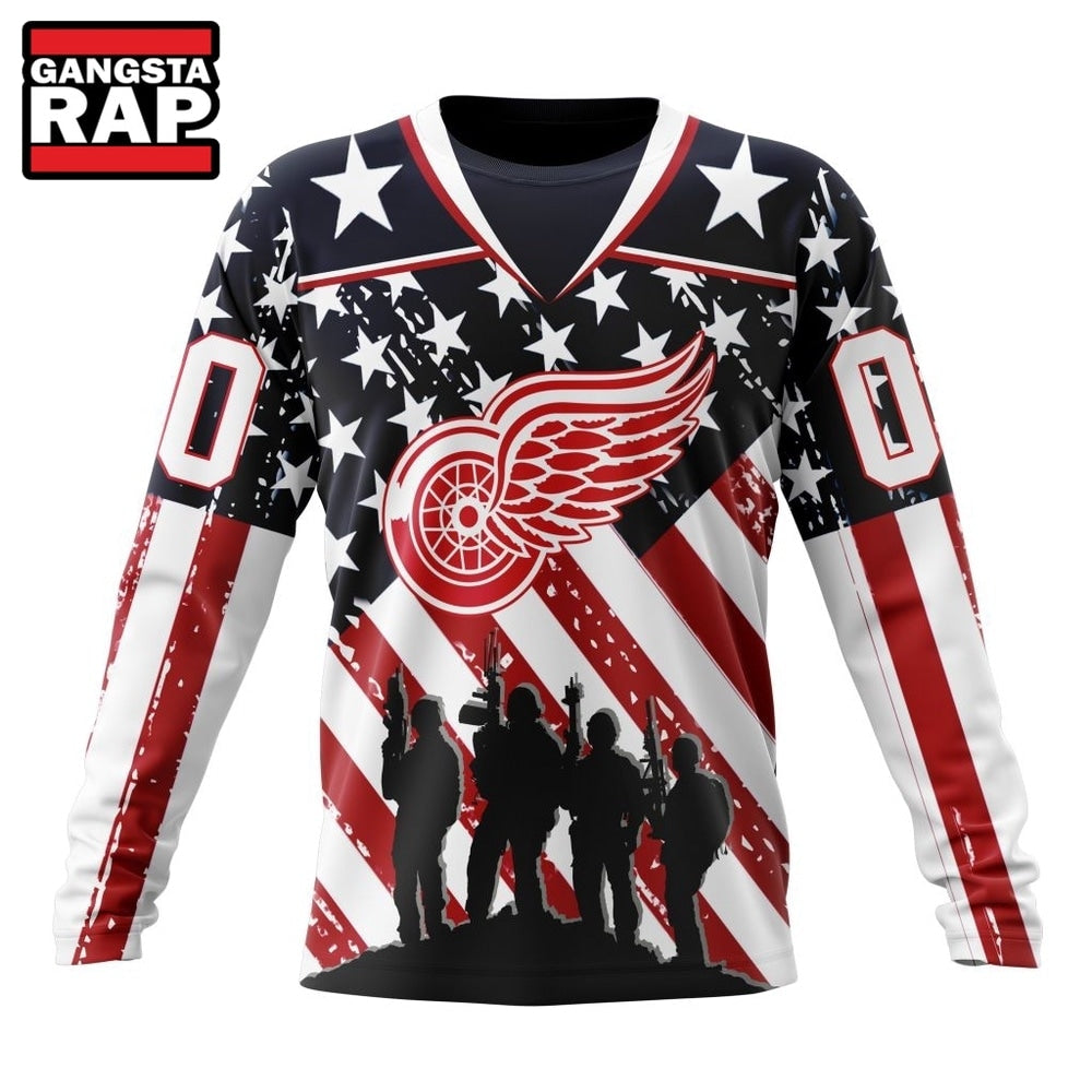 NHL Detroit Red Wings Specialized Kits For Honor USS Military Hoodie, T Shirt