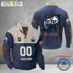 NHL Edmonton Oilers Hockey Team Custom Name And Number Buttoned Collar Sweatshirt