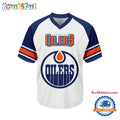 NHL Edmonton Oilers Hockey Team Design V-neck Mesh Short Sleeve Jersey