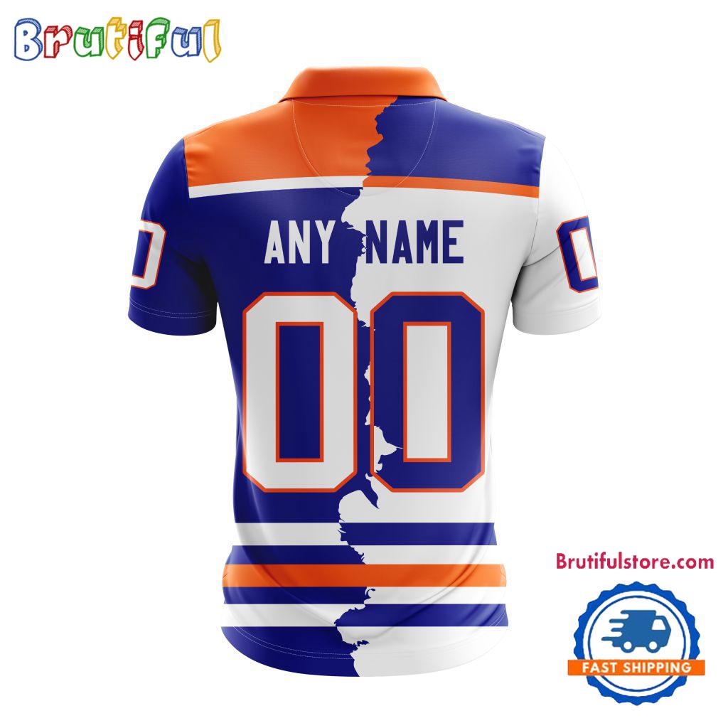 NHL Edmonton Oilers Personalize Home Mix Away Kits Polo Shirts