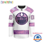 NHL Edmonton Oilers Personalized Hockey Fights Cancer Design Jersey