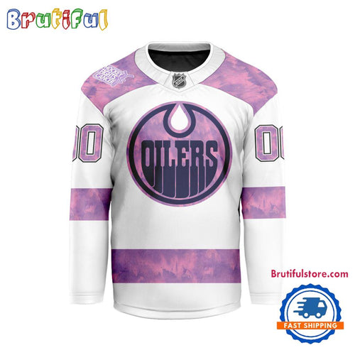 NHL Edmonton Oilers Personalized Hockey Fights Cancer Design Jersey