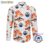 NHL Edmonton Oilers Special Hockey Long Sleeve Hawaiian Design Button Shirt