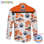 NHL Edmonton Oilers Special Hockey Long Sleeve Hawaiian Design Button Shirt