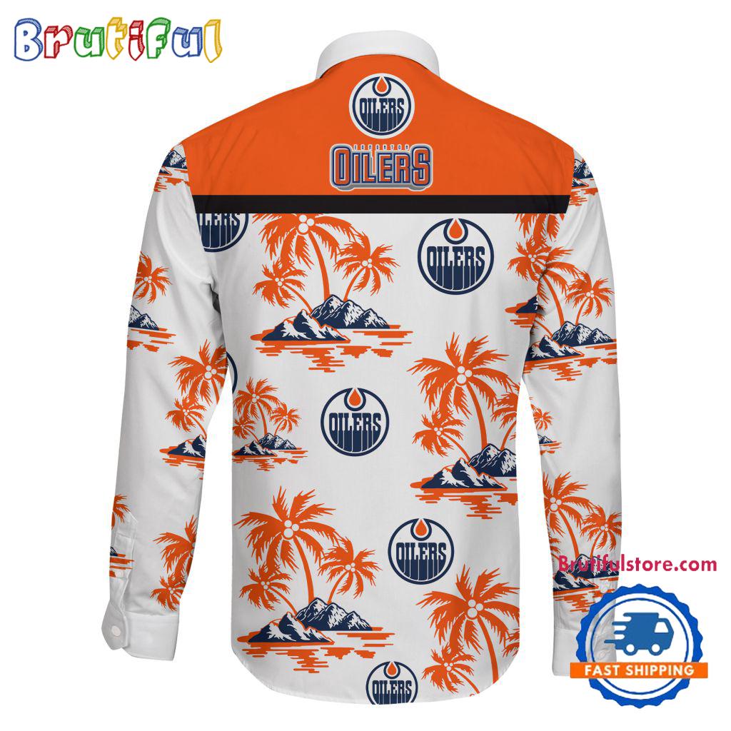 NHL Edmonton Oilers Special Hockey Long Sleeve Hawaiian Design Button Shirt