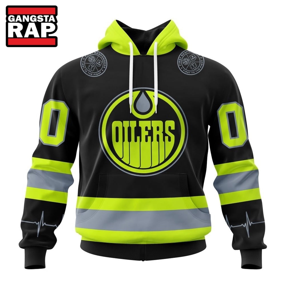 NHL Edmonton Oilers Specialized With FireFighter Uniforms Color Hoodie, T Shirt