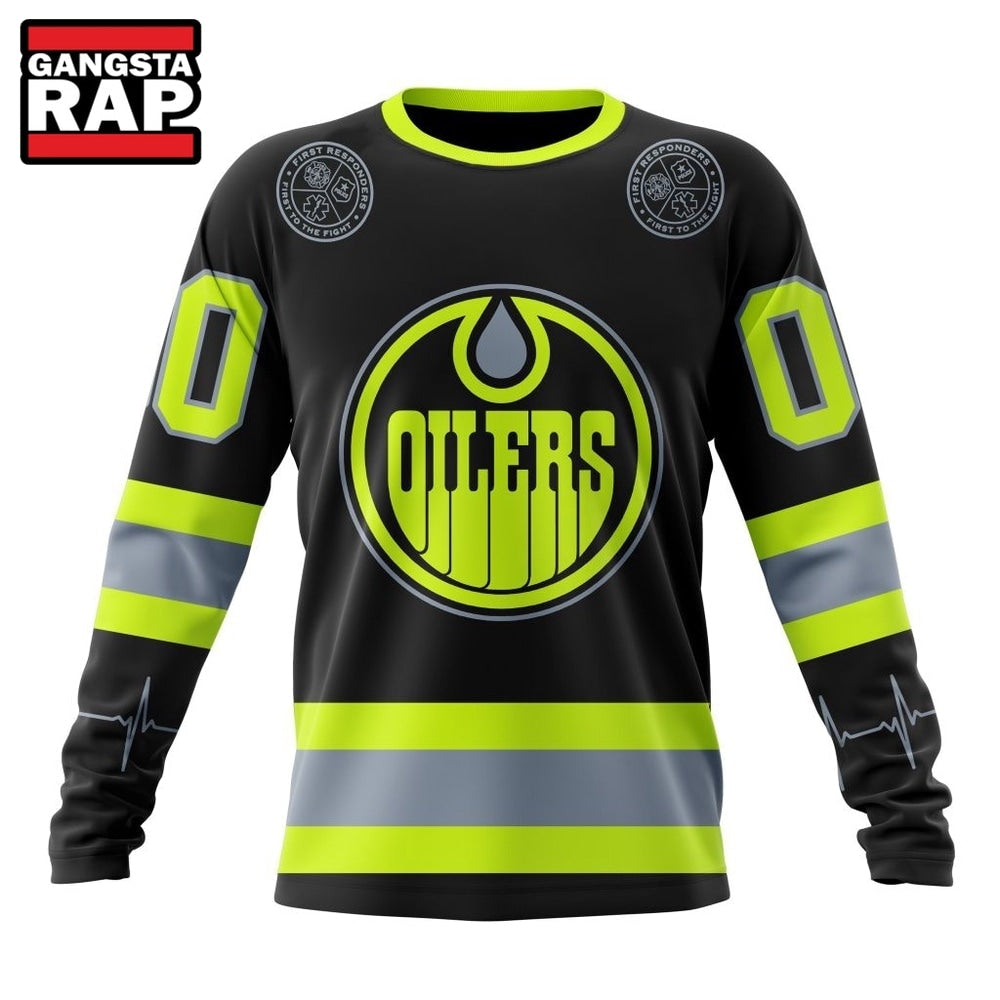 NHL Edmonton Oilers Specialized With FireFighter Uniforms Color Hoodie, T Shirt
