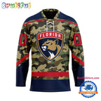 NHL Florida Panthers Camo Veterans Custom Hockey Jersey