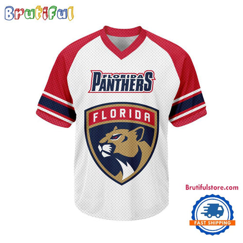 NHL Florida Panthers Hockey Team Design V-neck Mesh Short Sleeve Jersey