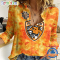 NHL Florida Panthers Hockey Team Orange Design Women’s Casual Shirt