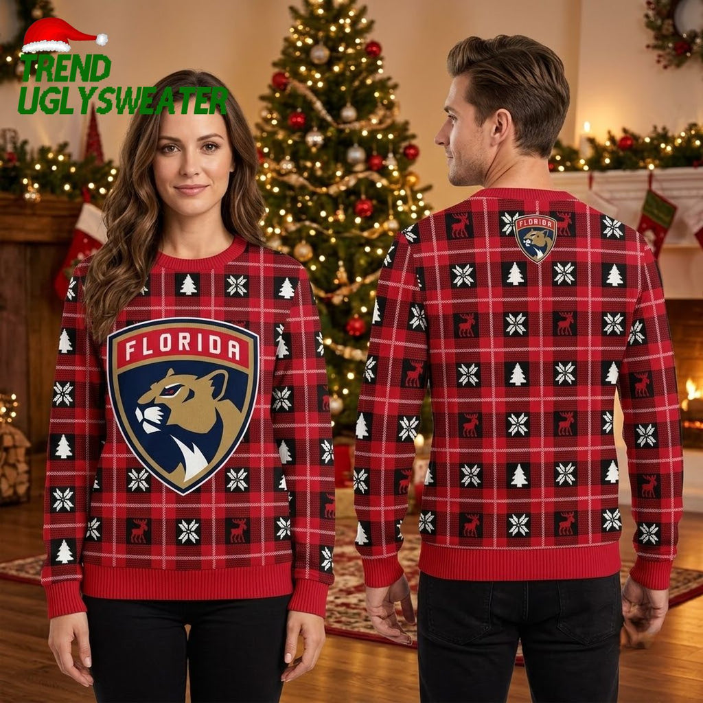 NHL Florida Panthers Personalized Snow Tree Ugly Christmas Sweater