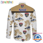 NHL Florida Panthers Special Hockey Long Sleeve Hawaiian Design Button Shirt