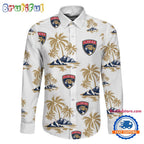 NHL Florida Panthers Special Hockey Long Sleeve Hawaiian Design Button Shirt