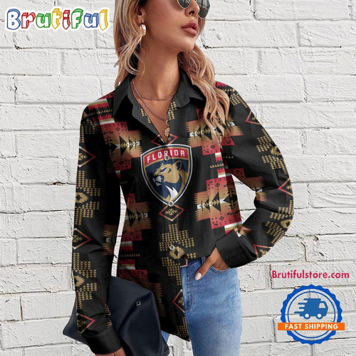 NHL Florida Panthers Special Native American Women’s Casual Shirt, Hockey Women’s Casual Shirt