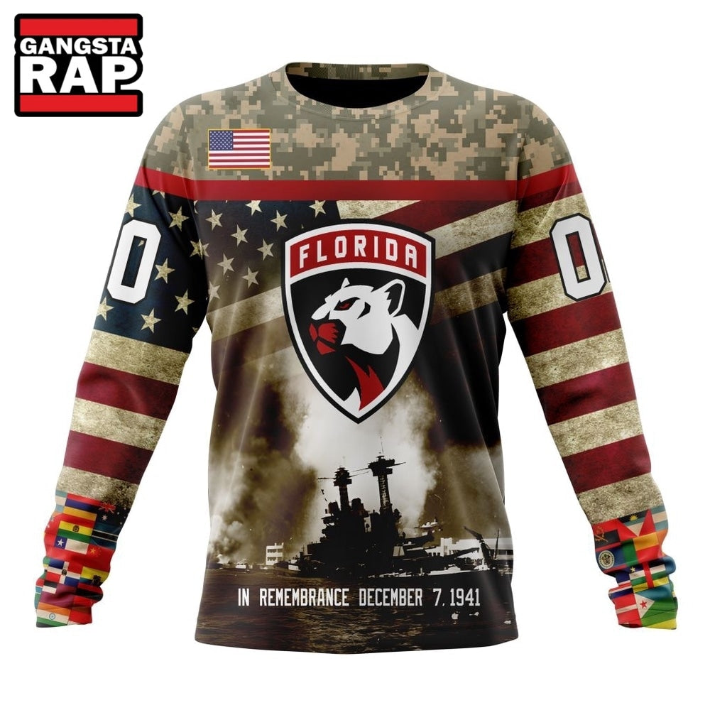 NHL Florida Panthers Specialized Unisex Kits Remember Pearl Harbor Hoodie, T Shirt