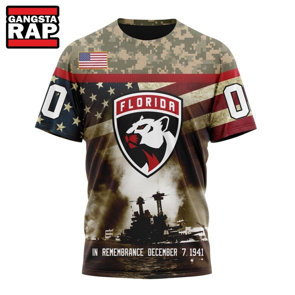 NHL Florida Panthers Specialized Unisex Kits Remember Pearl Harbor Hoodie, T Shirt