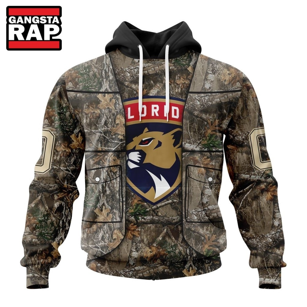 NHL Florida Panthers Specialized Unisex Vest Kits With Realtree Camo Hoodie, T Shirt