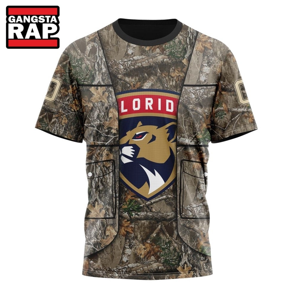 NHL Florida Panthers Specialized Unisex Vest Kits With Realtree Camo Hoodie, T Shirt