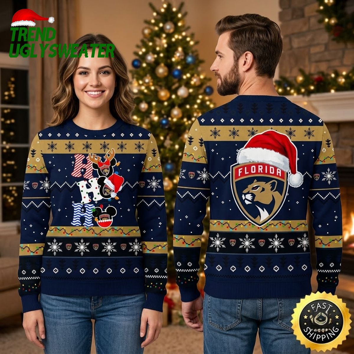 NHL Florida Panthers Ugly Sweater Hohoho Mickey Ugly Christmas Sweater
