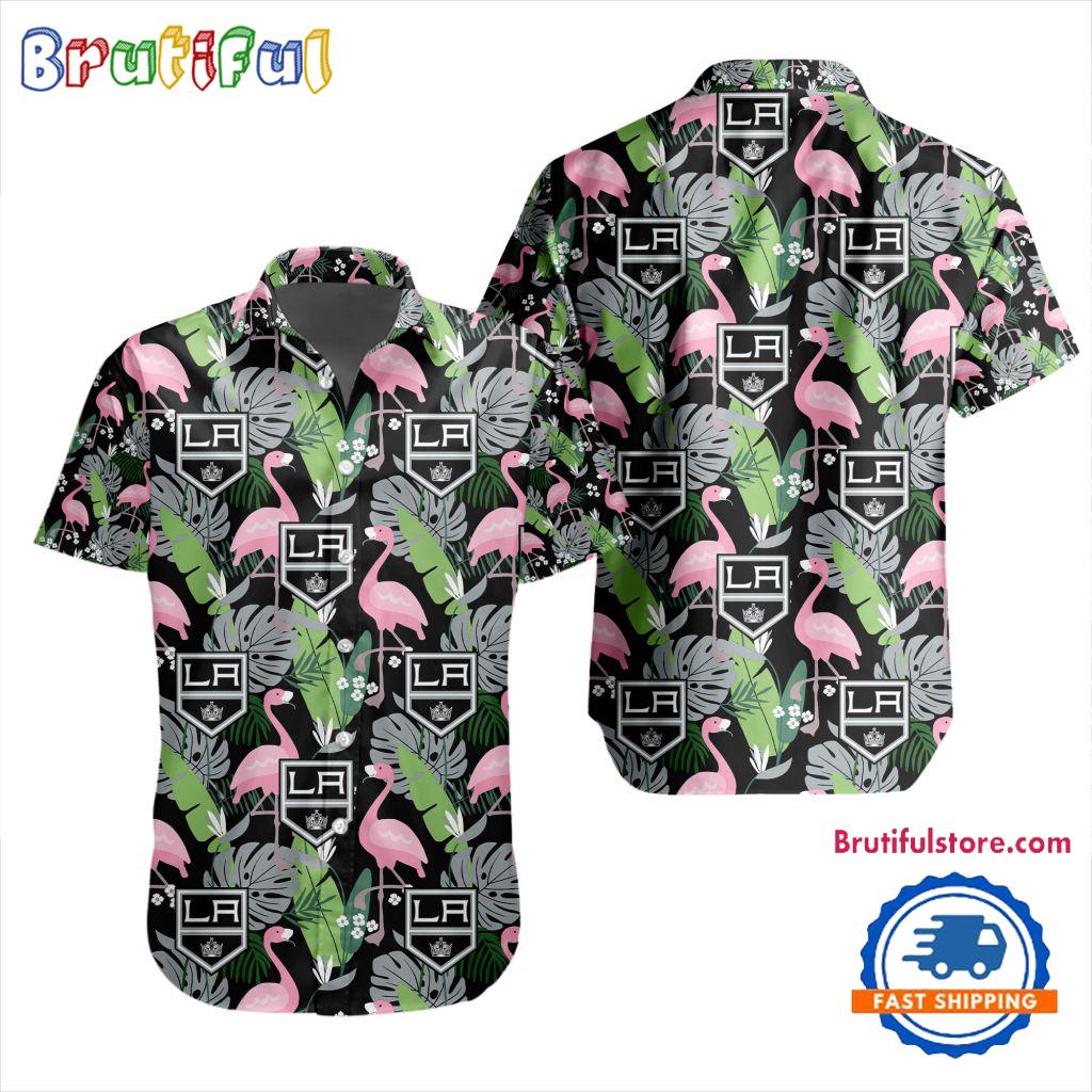 NHL Los Angeles Kings Special Flamingo Hawaiian Design Button Shirt