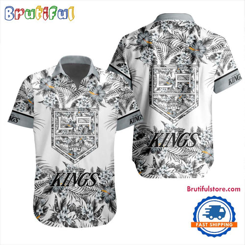 NHL Los Angeles Kings Special Flower Tropical Design Hawaiian Button Shirt