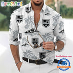 NHL Los Angeles Kings Special Hockey Long Sleeve Hawaiian Design Button Shirt