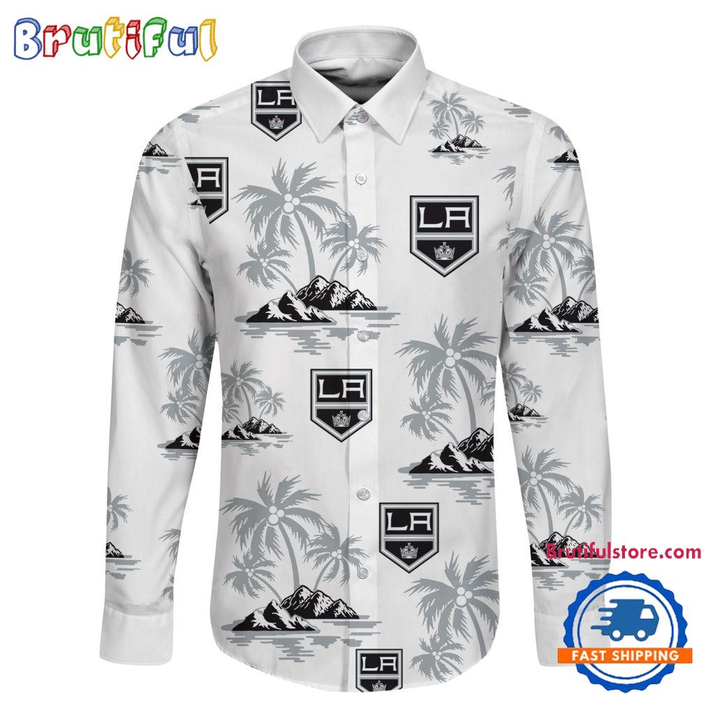 NHL Los Angeles Kings Special Hockey Long Sleeve Hawaiian Design Button Shirt