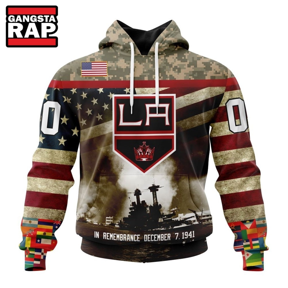 NHL Los Angeles Kings Specialized Unisex Kits Remember Pearl Harbor Hoodie, T Shirt