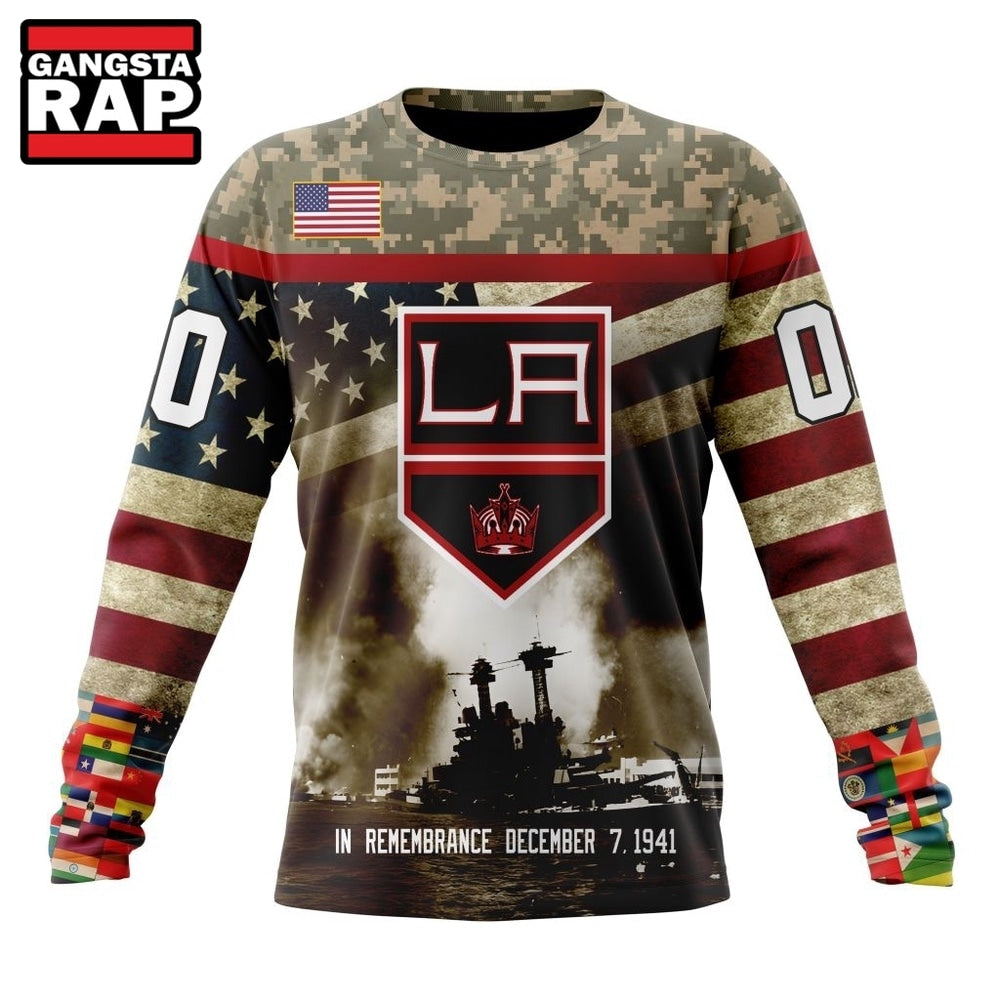 NHL Los Angeles Kings Specialized Unisex Kits Remember Pearl Harbor Hoodie, T Shirt